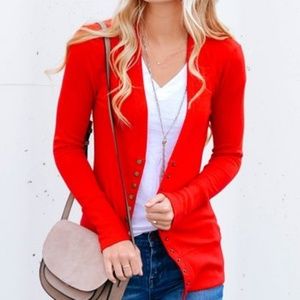 Red Snap Button Cardigan
